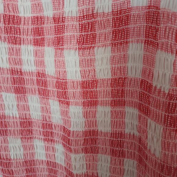 Sincerely Jules Smocked Gingham Red Mini Dress w/ Scrunchie Size Large NWT - Picture 8 of 10